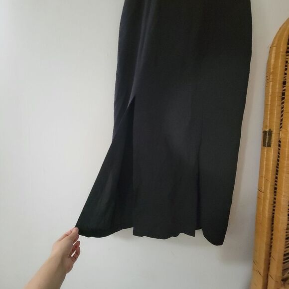 Kenneth Cole Black Label Silk Sheath Dress Black S Front Slits Long - Picture 5 of 10